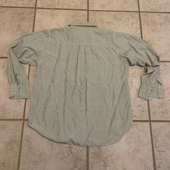 Kathie Lee Vintage 90s 100% Silk Striped Button Down Blouse Size 12 Green/White - Picture 3 of 5